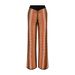 Vintage Stripe Knit Lounge Set For Women - Long Pants & V-Neck Tunic Dress - Retro Casual Outfit (Black & Orange, S/M/L)_ecoleips.com