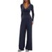 Women's Clothing Women's Casual 2 Piece Set Cross Border Solid Color V Neck Long Sleeve Wide Leg Pants Sporty Matching Outfit_ecoleips.com