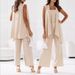 Women's Clothing Sleeveless Cardigan Vest Wide Leg Trousers 3 Piece Set_ecoleips.com