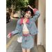 2025 New Women's Fashion Set High-End Spring Short Denim Jacket High-Waisted Skirt_ecoleips.com