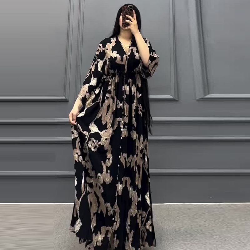 2024 Autumn New European And American Cross-Border Women's Bohemian Style Fashion Printed High-Waisted Long Skirt_ecoleips.com