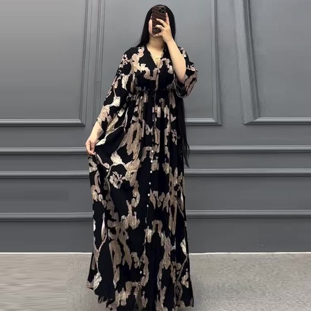 2024 Autumn New European And American Cross-Border Women's Bohemian Style Fashion Printed High-Waisted Long Skirt_ecoleips.com