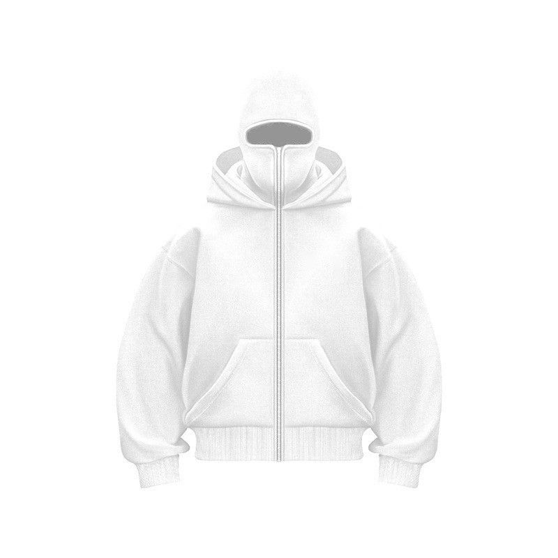 Unisex Double Hooded Y2K Face Mask Sweatshirt Unique 2025 New Style Loose Fit for Cross Border Trade Women's Clothing_ecoleips.com