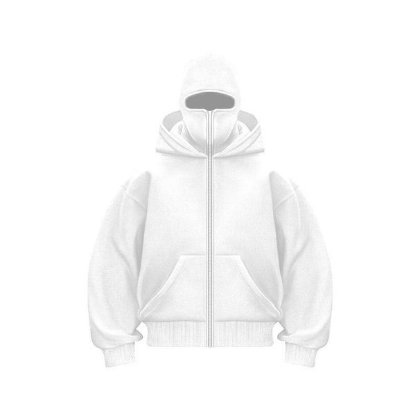 Unisex Double Hooded Y2K Face Mask Sweatshirt Unique 2025 New Style Loose Fit for Cross Border Trade Women's Clothing_ecoleips.com