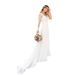Elegant Deep V-Neck Backless Wedding Dress With Train | Lace Applique Long Sleeve Bridal Gown For Bride, Party, Stage | Sizes US2-26W (Ivory/White)_ecoleips.com