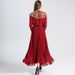 Voya 593 Belt Gold Beaded Sequin Shawl Chiffon Pleated Flared Dress_ecoleips.com