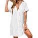Aria Basics Aria Basics 2025 European And American Cross-border Foreign Trade Women's Spring Casual V-neck Shirt Beach Slimming Summer_ecoleips.com