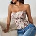 Sexy Spicy Girl Low Cut Open Back Flower Wrapped Chest Diamond Fish Bone Tie Waist Small Tank Top L0033_ecoleips.com
