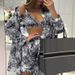 K Women's New Retro Shirt, Camisole Shorts Set, Ink Printed Fashionable Three Piece Set_ecoleips.com