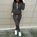 Women's American Style Two Piece Set Letter Print Hooded Autumn Winter Casual Trendy Lazy Sports Long Sleeved Pants_ecoleips.com