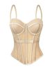 European American Style Solid Color Fishbone Corset Women's Waist Cinching Slimming Mesh Camisole With Breast Pads Outerwear Top_ecoleips.com