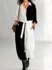 Women's Clothing Spring Fashion Solid Color Patchwork Long Sleeve Shirt With Tie Jumpsuit For Women_ecoleips.com