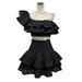 Cross-border Foreign Trade 2025 Spring-summer New Australian Hollow-out Off-shoulder Short Top + Ruffled Skirt Set_ecoleips.com
