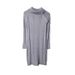 Aria Basics Aria Basics New European And American Women's Clothing, Solid Color Turn-down Collar Long-sleeve Ribbed Knit Sweater Dress,_ecoleips.com