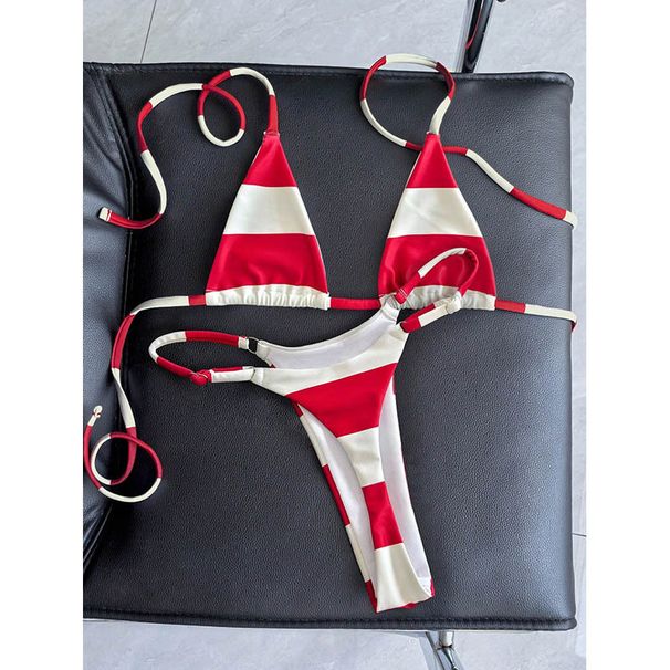 Women's Color Block Swimsuit 2026 European American Style Sexy Three Piece Bikini Vacation Beach Hot Spring Cross Border Swimwear_ecoleips.com