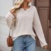 Women's Waffle Knit Stripe T-Shirt Long Sleeve Crewneck Top Soft Comfortable Fall Fashion Casual Basic Tee For Ladies_ecoleips.com