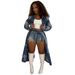 Women's Clothing Denim Jacket Autumn And Winter Street Fashion Cross Embroidered Long Windbreaker_ecoleips.com