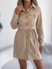 Women's Corduroy Shirt Dress – Long Sleeve Belted Tunic (S-XL, Fall/Winter Staple)_ecoleips.com