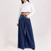 Women's Clothing Distressed Wide-Leg Jeans For Women – Rhinestone Pocket Boho Denim Pants (S-XXL, Vintage Wash, Non-Stretch)_ecoleips.com