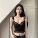 ng2510292 Black Fishbone Lace Camisole Women's Summer V-neck Bra Inner Wear Sexy Short Top For Outerwear_ecoleips.com