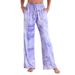 K Elastic Straight Leg Pants With Simple Casual Print And Elastic Band For Women_ecoleips.com