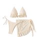 Women's Clothing New Sexy Bikini Three Piece Gauze Skirt Swimsuit Bikini Halterneck Solid Color Swimsuit Popular_ecoleips.com