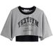 Retro Trend Letter Print Two-piece Short-sleeved T-shirt, Spice Girl Jazz Dance Loose Outerwear Blouse_ecoleips.com