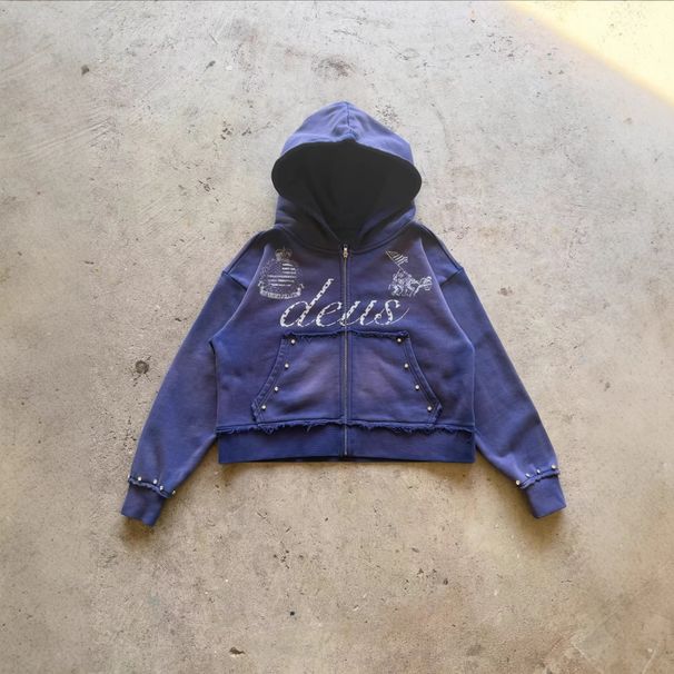 Unisex American Retro High Street Hoodie Print Niche Unique Street Hip Hop Style Sweatshirt Women's Clothing_ecoleips.com