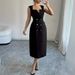 Women's Clothing Summer New Temperament V Neck Dress Slim Waist And Age Reducing Slit Skirt_ecoleips.com