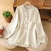 Ramie Vintage New Chinese Style Shirt Jacket Women's Autumn Cotton And Linen National Style Pan Button Zen Tai Chi Tea C_ecoleips.com