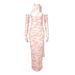 Summer Dress With Off-shoulder Design, Printed Mesh, Ribbons, European American Women's Fashion, French Style, High-end,_ecoleips.com