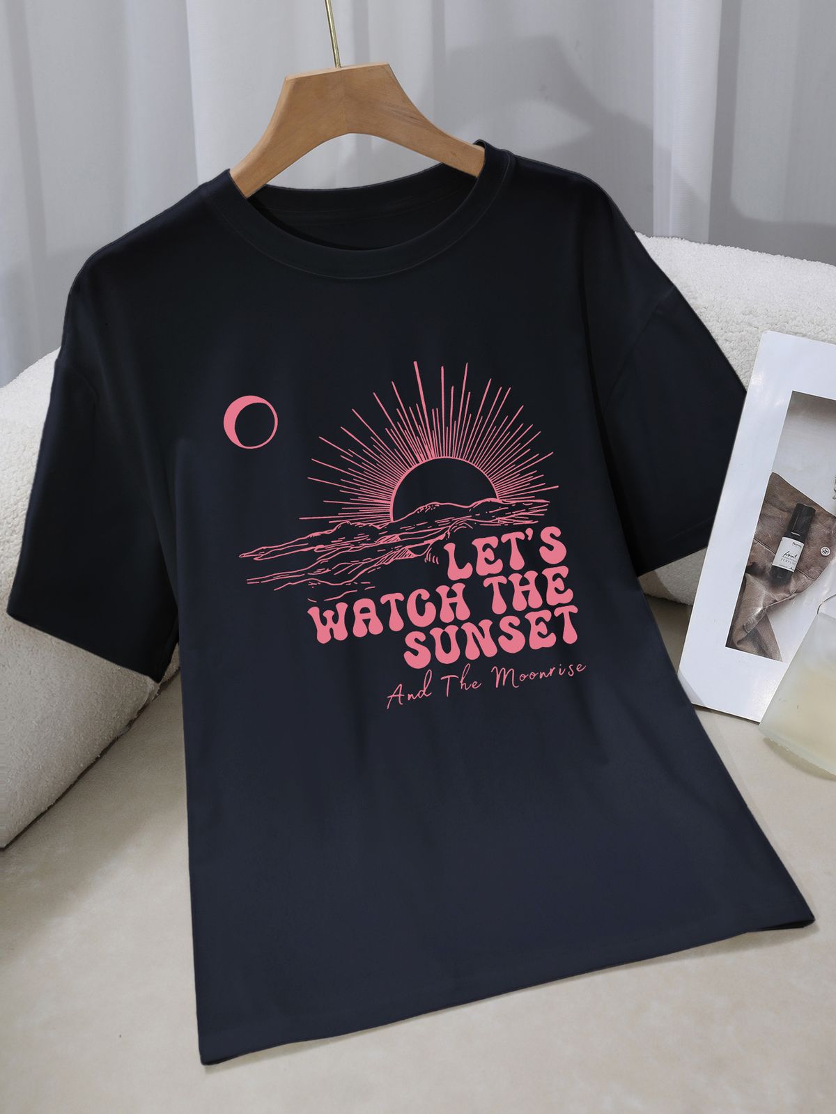 Women's Casual Round Neck Short Sleeve T-Shirt Multi-Color American Style Simple Fashionable Sports Top Solid Printed Loose Fit_ecoleips.com