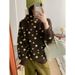 Winter Korean-Inspired Relaxed Knit Sweater With Lazy Checkered Polka Dots And Hood, Versatile And Easy To Style For Wom_ecoleips.com