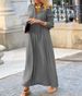 Aria Basics Aria Basics 2023 European And American Cross-border New Style Large Hem Dress, Solid Color, Turn-down Collar, Sleeve, Simple Casual_ecoleips.com
