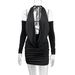 Autumn And Winter Backless Long-sleeved Dress Deep V Neck Pleated Hip-wrapped Short Skirt Elastic And Thin_ecoleips.com