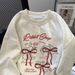 Korean Style Women's Thickened Long Sleeved Crew Neck Sweatshirt Fleece Lined Heavyweight Loose Fit Autumn Winter Sweatshirt for Couples_ecoleips.com
