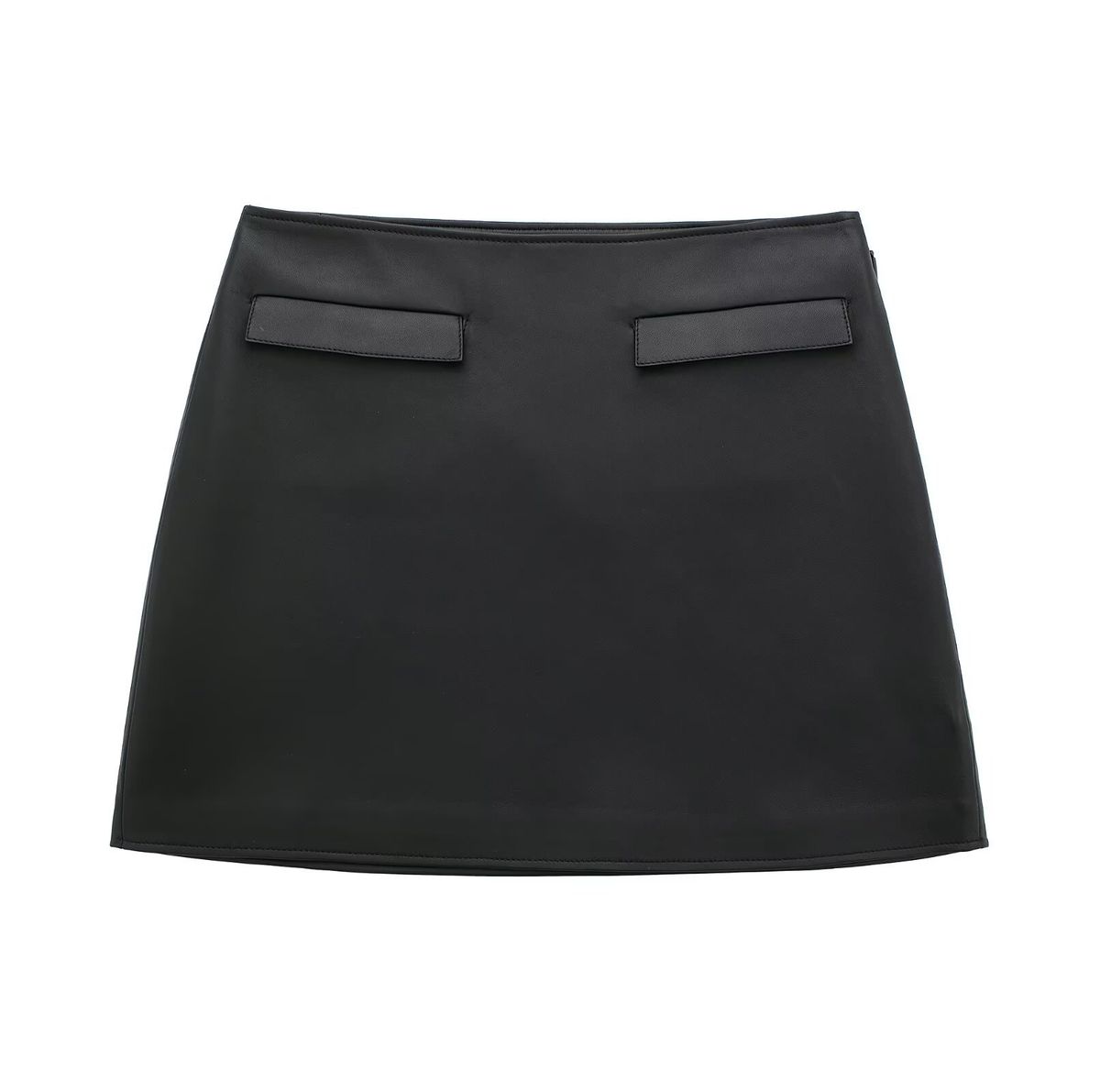 ZADATA Spring New Women's Fashion Simple Versatile Short Leather Button Jacket And Skirt Set_ecoleips.com
