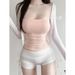 Dongdaemun Women's Slim Fit Tank Top Versatile Solid Color with Bra Pads Base Layer Top in Stock_ecoleips.com