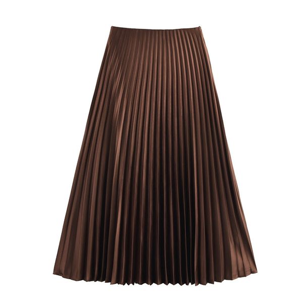 Verve 2025 Spring/Summer New Fashion Women's Elegant Solid Color Versatile Mid-Waist Skirt 3607401_ecoleips.com