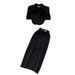 Women's Clothing light mature style, bubble short sleeves, single breasted, polka dot chiffon shirt, two piece suit_ecoleips.com