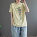 Round Neck Short-Sleeve Versatile For Women, Plus-Size Loose Fashion Solid Color Vintage T-Shirt For Women, Summer Plus-_ecoleips.com