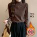 For Autumn And Winter, Wear A Warm T-Shirt With A Semi-High Neck Design And A Double-Sided German Velvet Long-Sleeved Ba_ecoleips.com