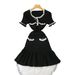 Women's Clothing Ruffle Short Sleeved Knitted Dress For Women Summer New Fashion Button Pocket Slim Fit Skirt_ecoleips.com