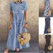 Women's Clothing Distressed Dress Long Multi-Button Denim Style_ecoleips.com