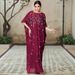 Hand-Embroidered Beaded Cape Dress With 3D Floral Details - Elegant Long Evening Gown_ecoleips.com
