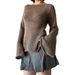 Women's Temperament Knitted Top Trumpet Sleeve Lace up Backless Sweater Autumn New Cross Border Sexy Design_ecoleips.com