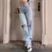 Women's Clothing High Waist Comfortable Loose Wide Leg Jeans Women's Slim Hole Casual Trousers_ecoleips.com