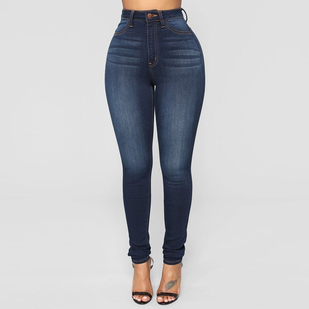 Women's Clothing High Waist Elastic Fashion Slim Hip Jeans Skinny Pants_ecoleips.com