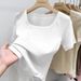 Women's Breathable Square Neck T-Shirt Basic Stretchy Comfort Fit Top Sexy Flattering Minimalist Style Daily Wear_ecoleips.com