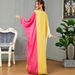 Verve 3571muslim Muslim Abaya Women's Color-Block Evening Dubai Robe Dress_ecoleips.com